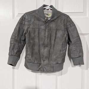 Genuine Kids From OshKosh Faux Leather Gray Bomber Jacket in Size 3T